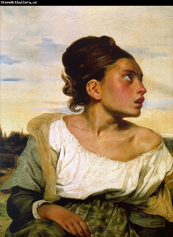 Eugene Delacroix Girl Seated in a Cemetery